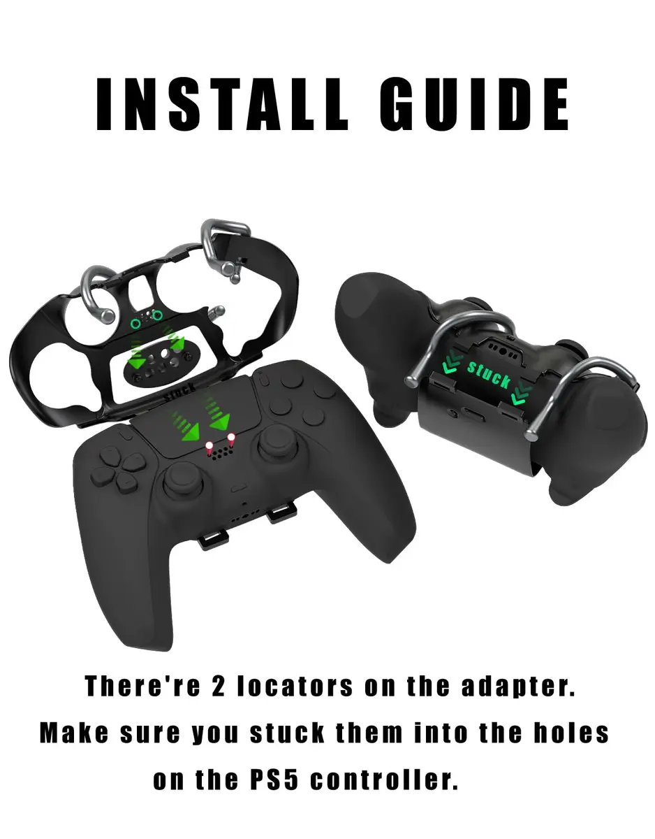 EXknight Leverback FPS Mechanical Paddles Attachment for PS5 Controller | Ergonomic Back Buttons (Black) - view 2