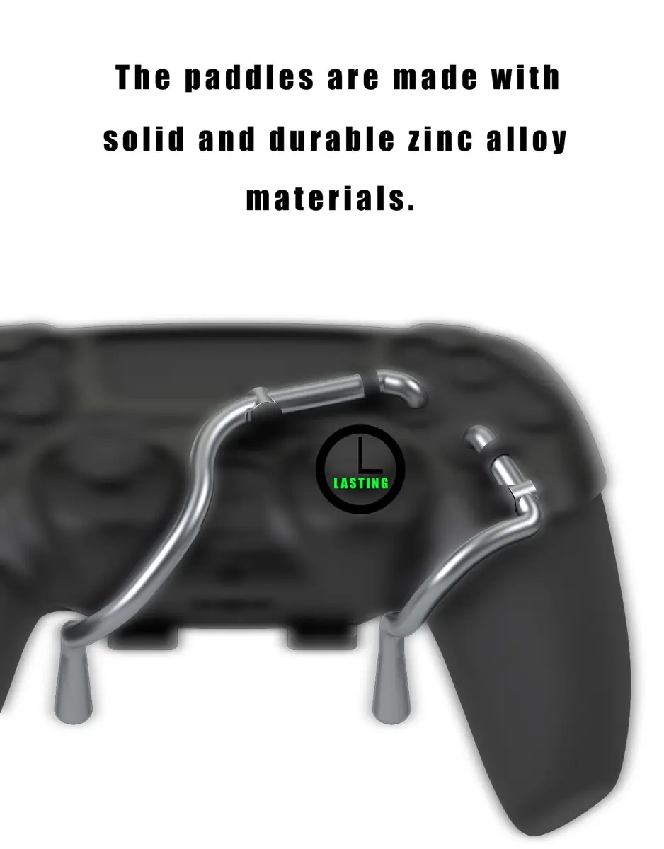 EXknight Leverback FPS Mechanical Paddles Attachment for PS5 Controller | Ergonomic Back Buttons (Black) - view 4