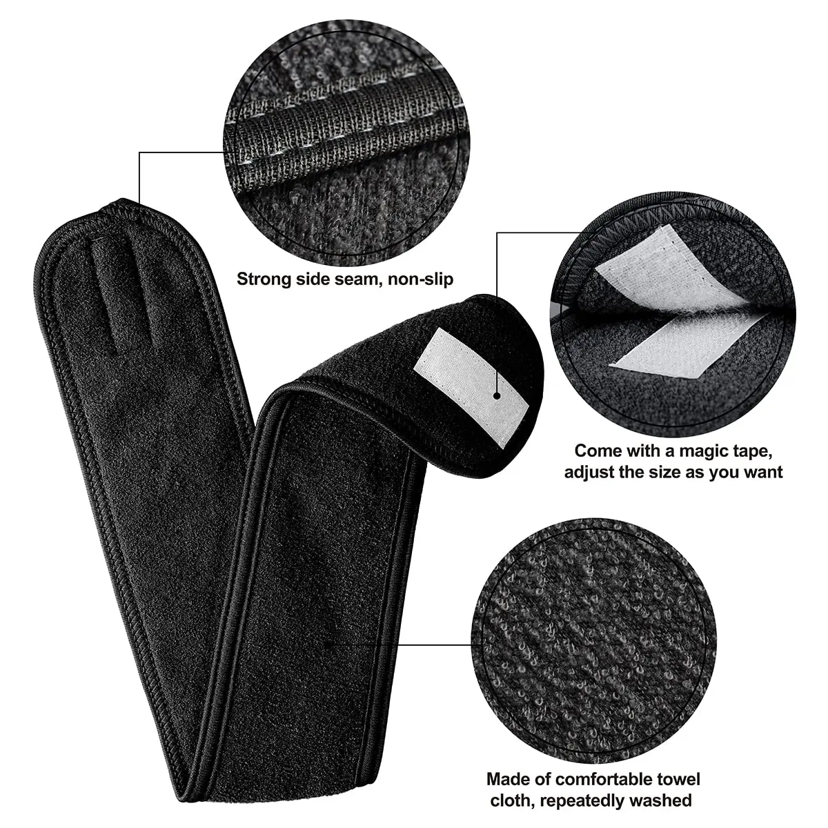 Denfany Soft Terry Cloth Spa Headband | Adjustable & Absorbent for Face Washing, Yoga, Makeup Removal - view 3