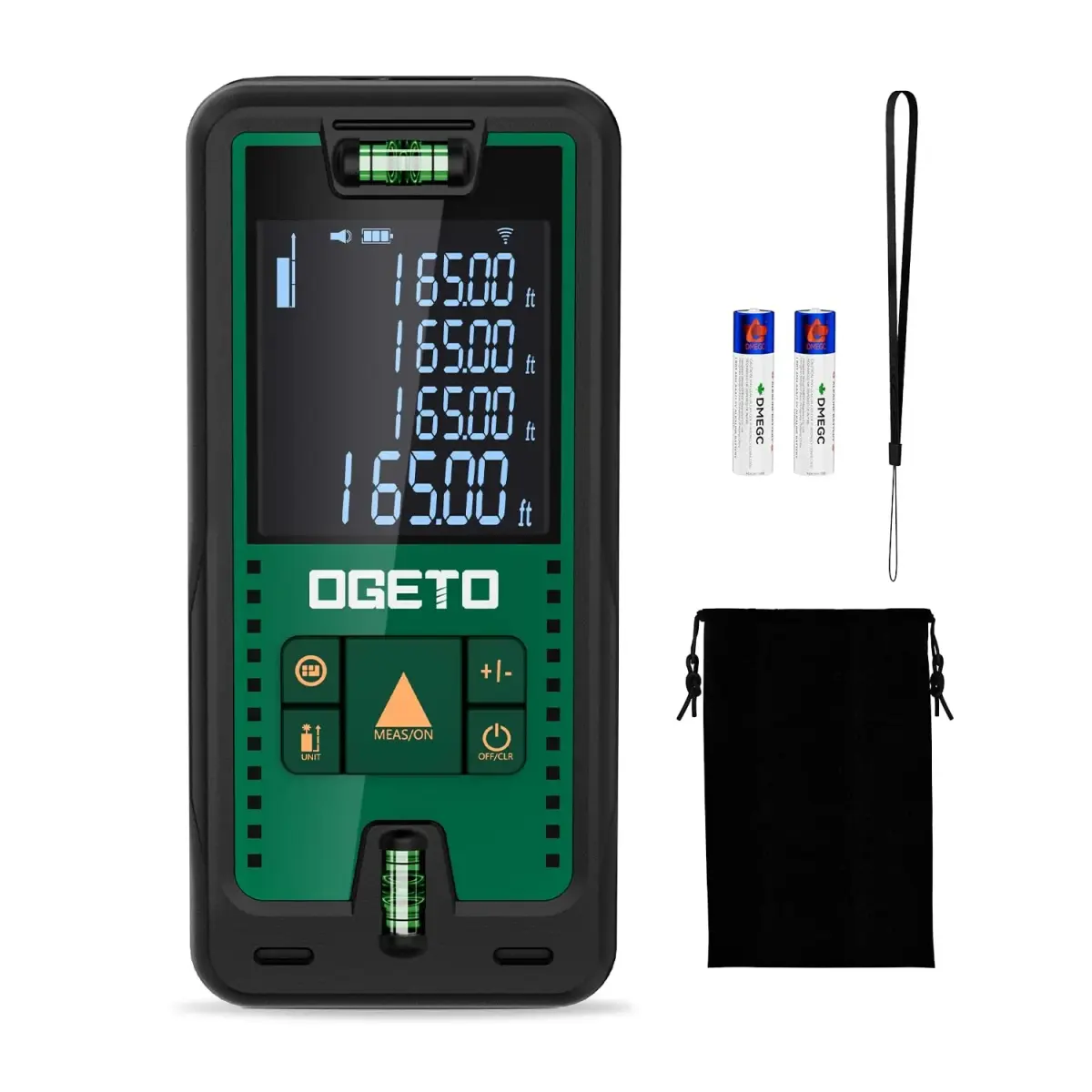 Ogeto Laser Distance Meter 165ft (50m) with Dual Bubble Levels & Pythagorean Mode | Accurate Digital Measuring Tool - main product image