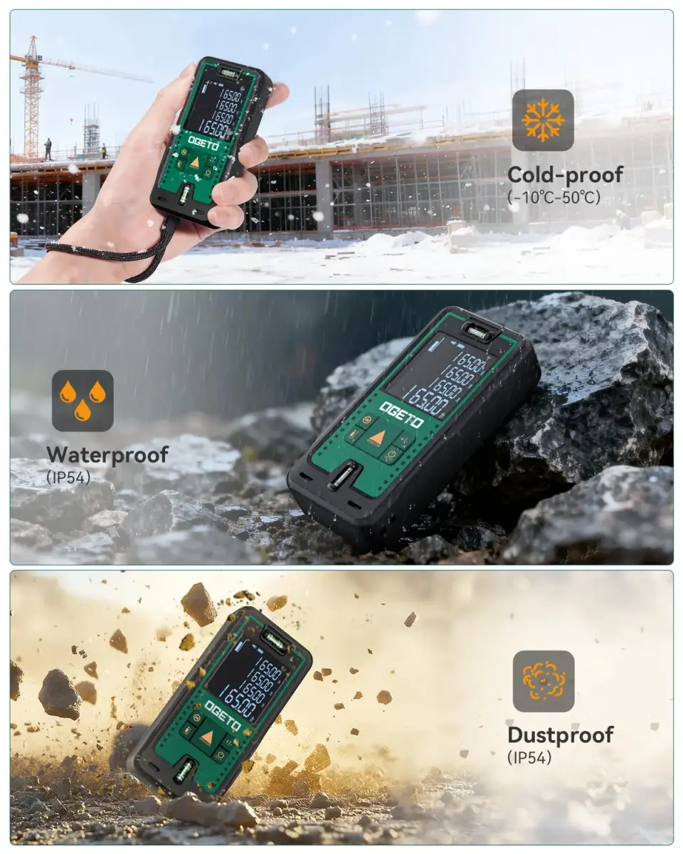 Ogeto Laser Distance Meter 165ft (50m) with Dual Bubble Levels & Pythagorean Mode | Accurate Digital Measuring Tool - view 8
