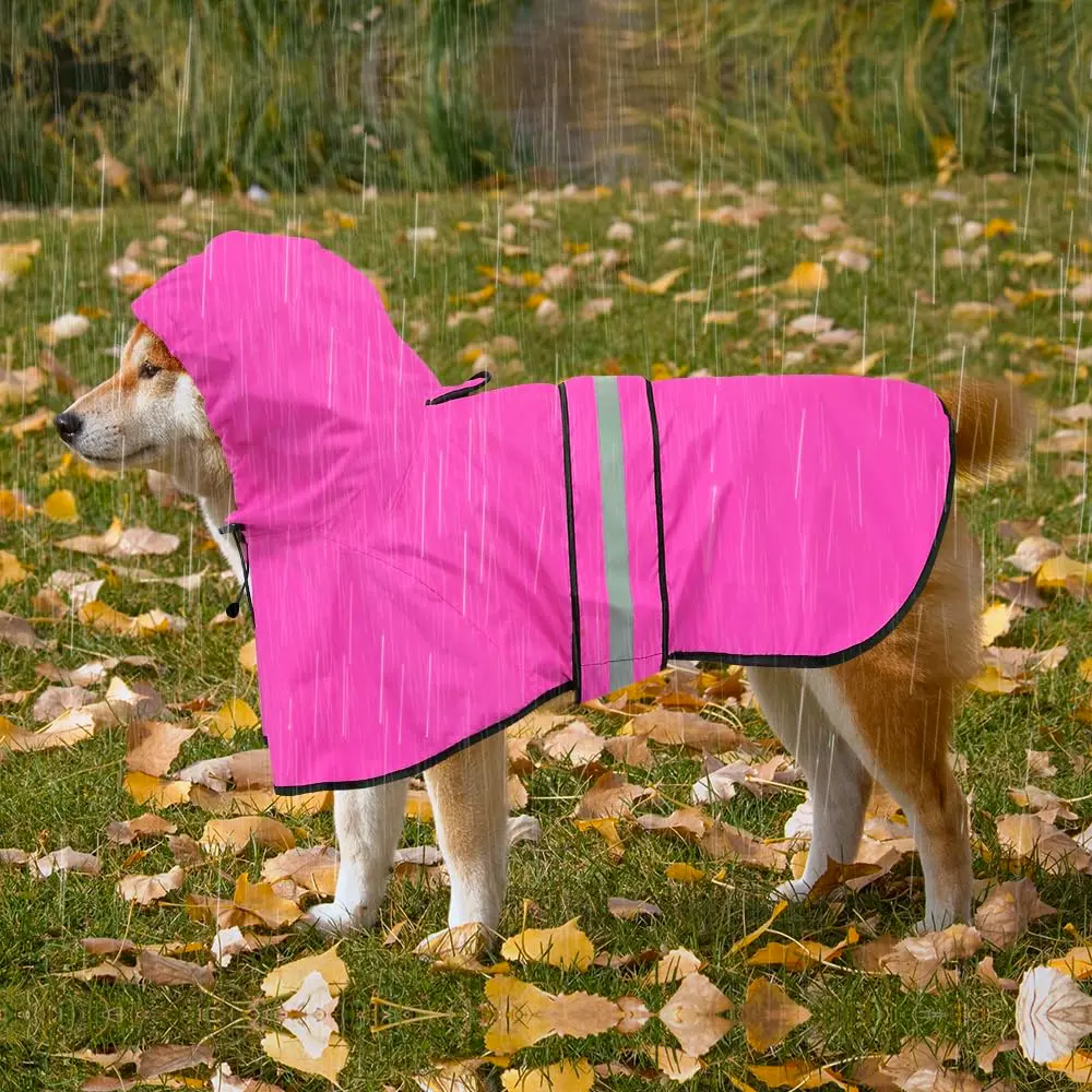 Ezierfy Reflective Dog Rain Coat - Waterproof Adjustable Pet Rain Jacket, Lightweight Dog Hooded Poncho Raincoat for Large Dogs | Safety & Comfort - view 5