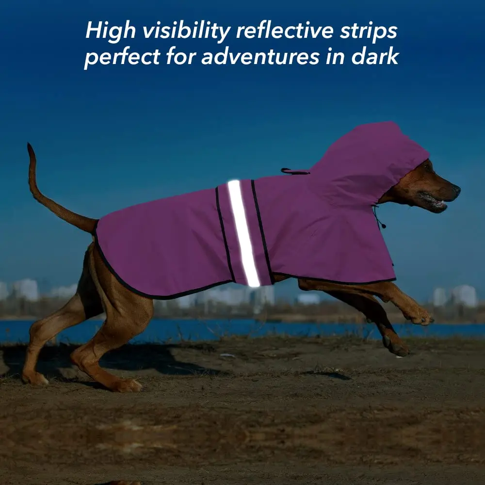Ezierfy Reflective Dog Rain Coat - Waterproof Adjustable Pet Rain Jacket, Lightweight Dog Hooded Poncho Raincoat for Large Dogs | Safety & Comfort - view 3