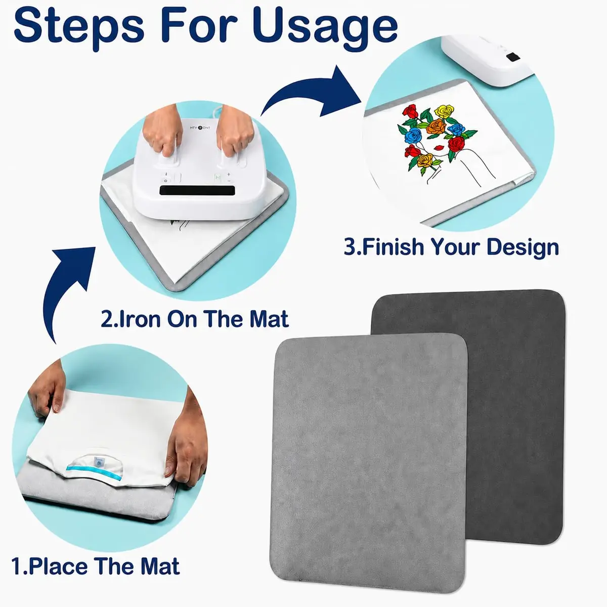 HTVRONT Heat Press Mat 11.5"x11.5" | Double-Sided Flame Retardant Craft Pad - view 6