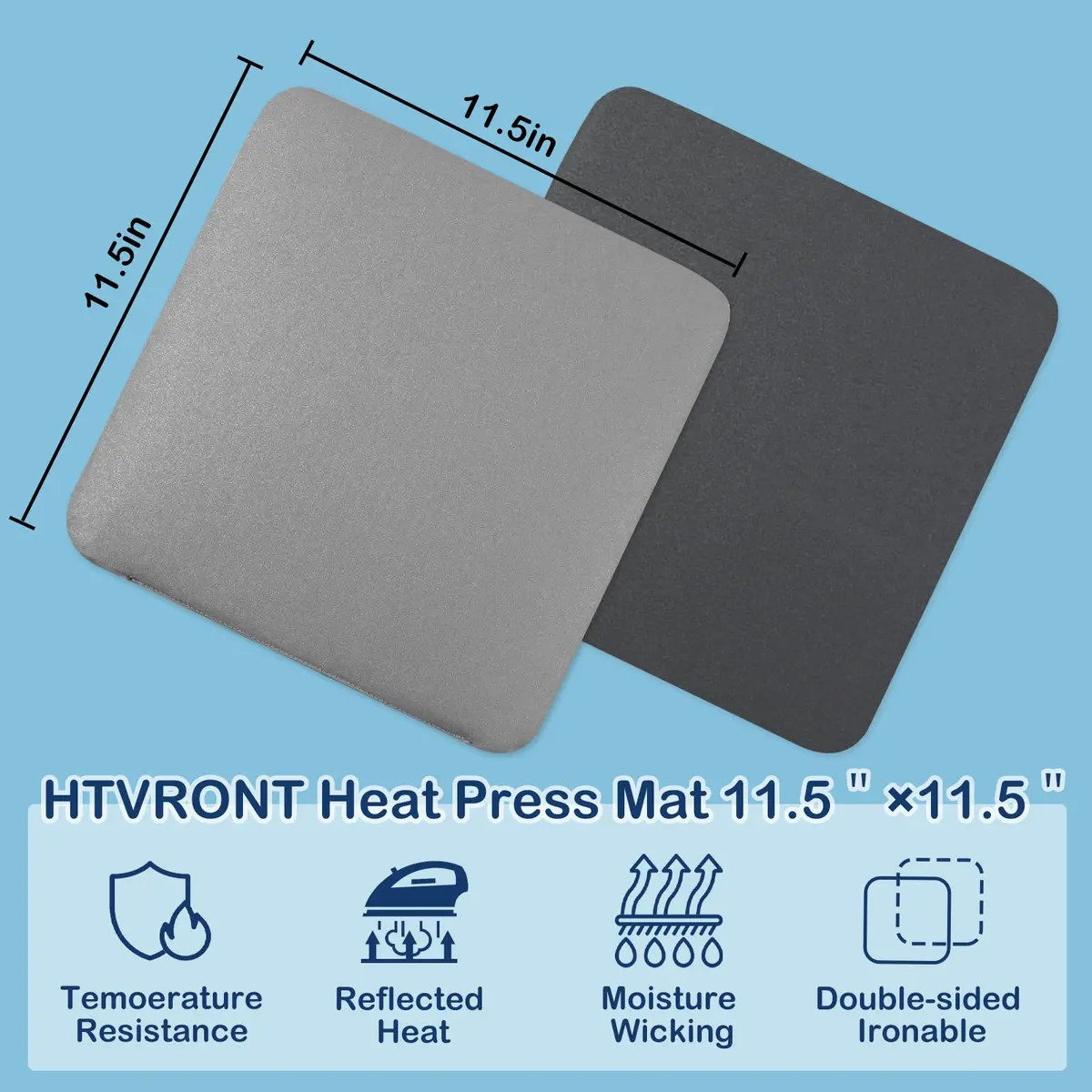 HTVRONT Heat Press Mat 11.5"x11.5" | Double-Sided Flame Retardant Craft Pad - view 2