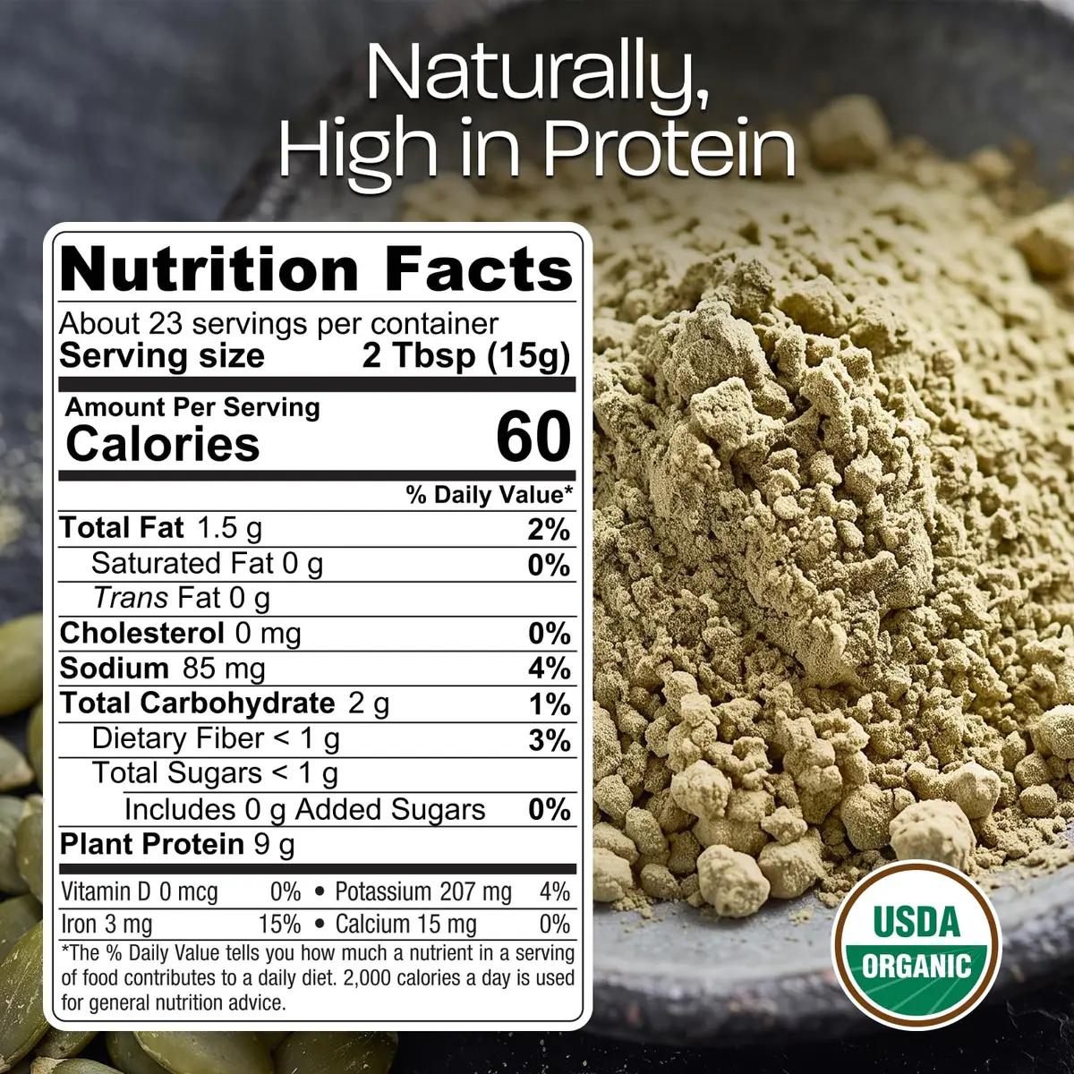 BareOrganics Pumpkin Protein Powder, 12 oz – Non-GMO & Vegan – Gluten Free | Natural plant protein with antioxidants, gluten-free, vegan-friendly, imported from USA - view 2