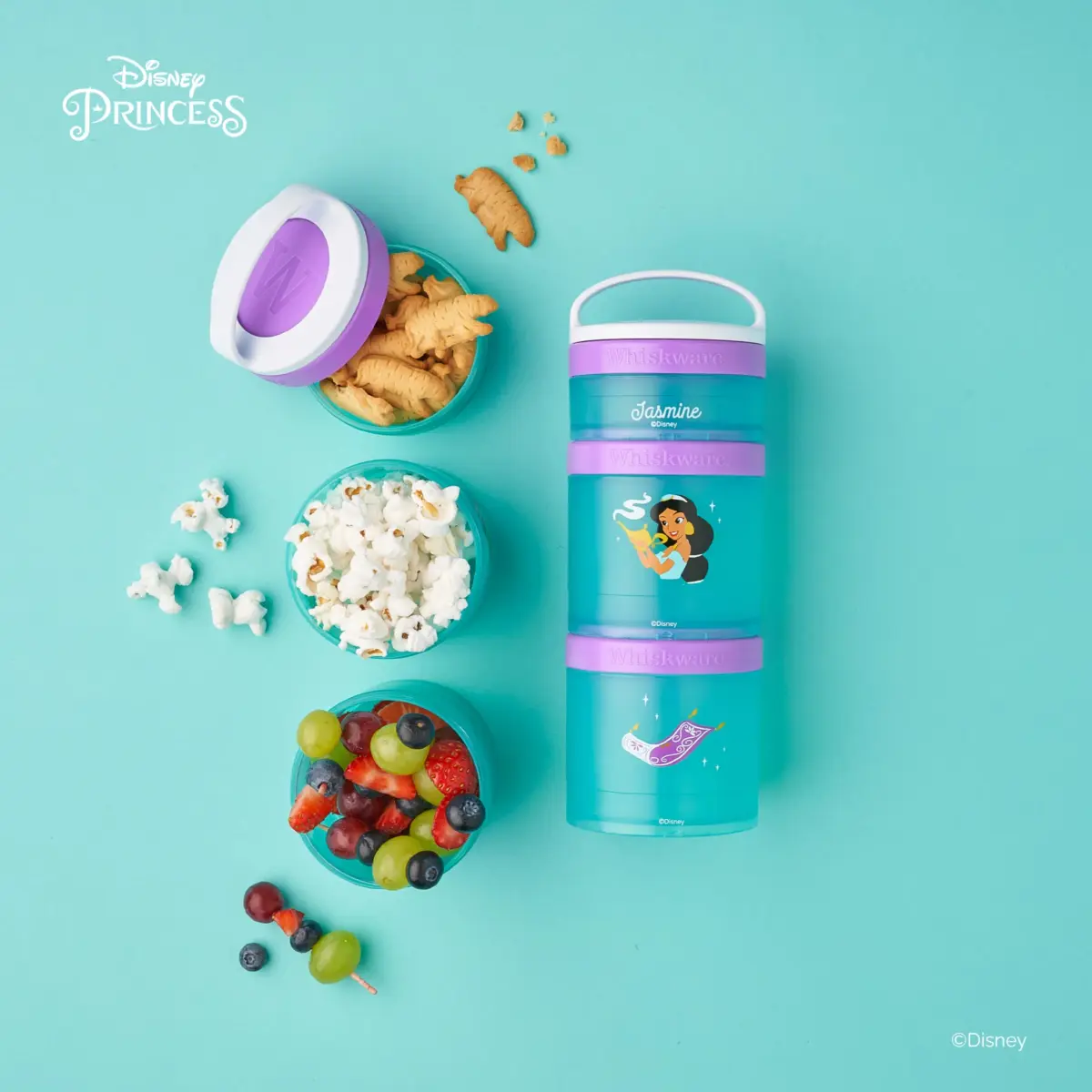 Whiskware Disney Princess Aladdin Stackable Snack Containers 3-Pack | BPA-Free & Dishwasher Safe - view 6