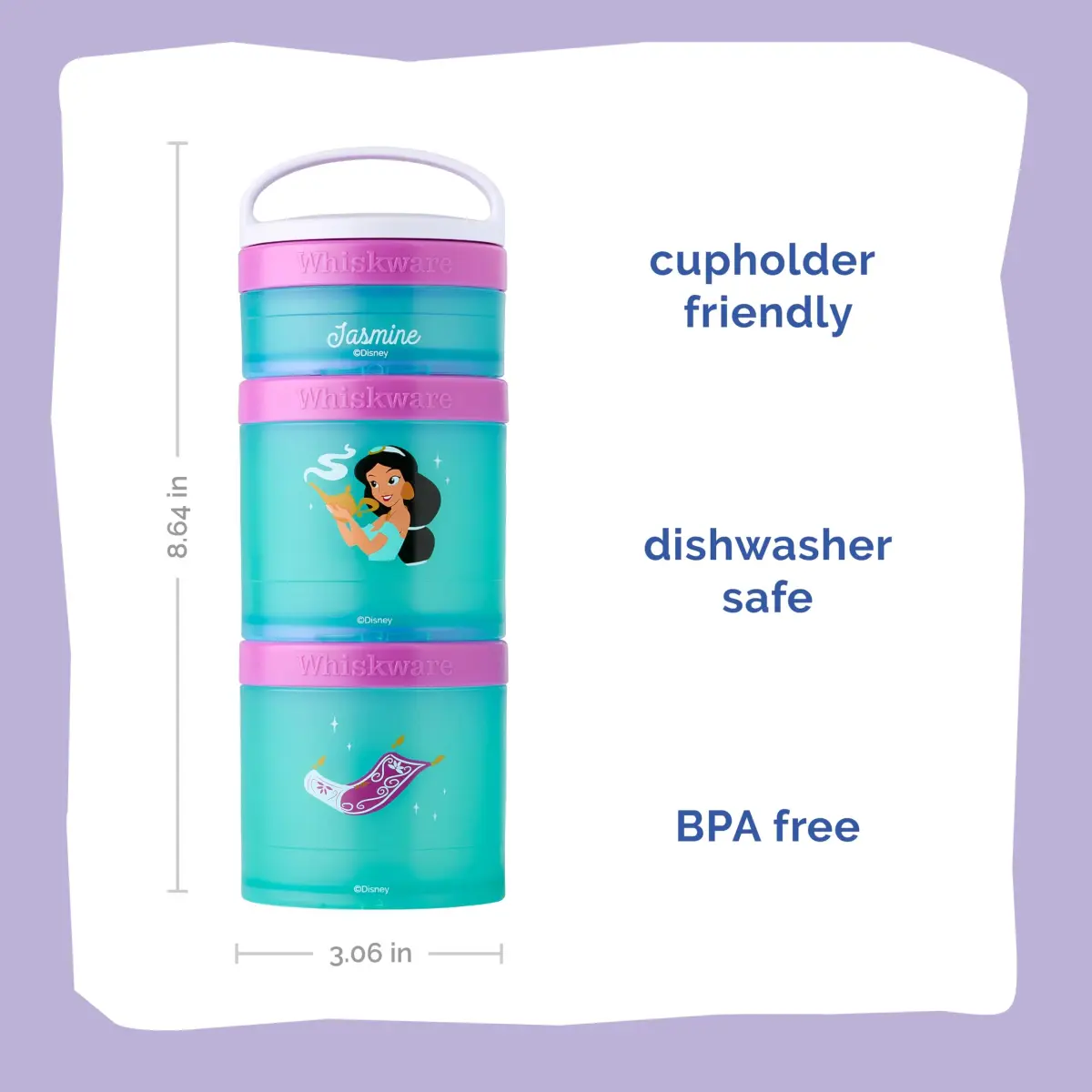 Whiskware Disney Princess Aladdin Stackable Snack Containers 3-Pack | BPA-Free & Dishwasher Safe - view 2