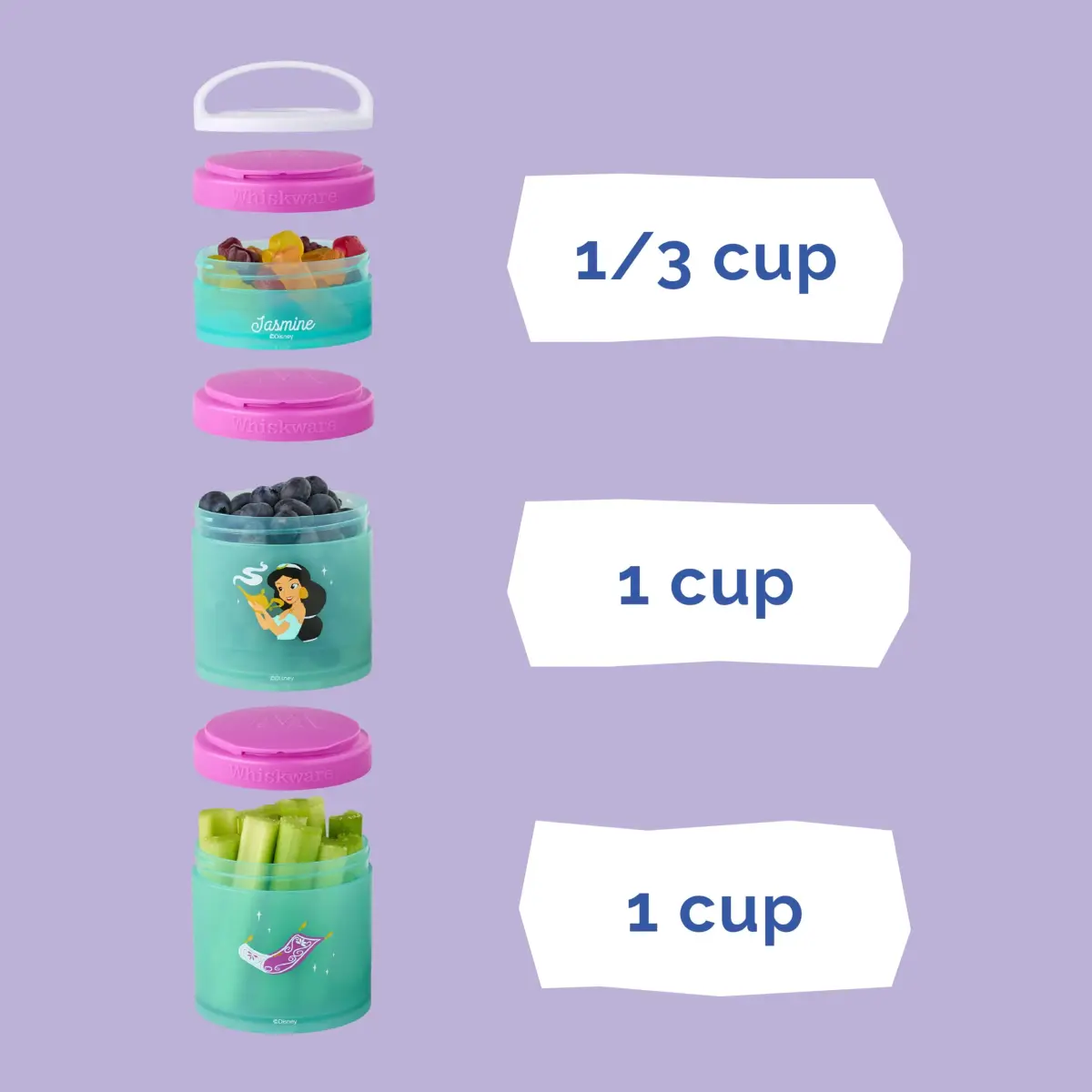 Whiskware Disney Princess Aladdin Stackable Snack Containers 3-Pack | BPA-Free & Dishwasher Safe - view 4