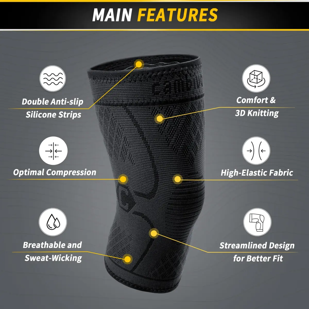 CAMBIVO 2 Pack Knee Brace Compression Sleeve Support | Black, Small (2 Pairs) - view 4