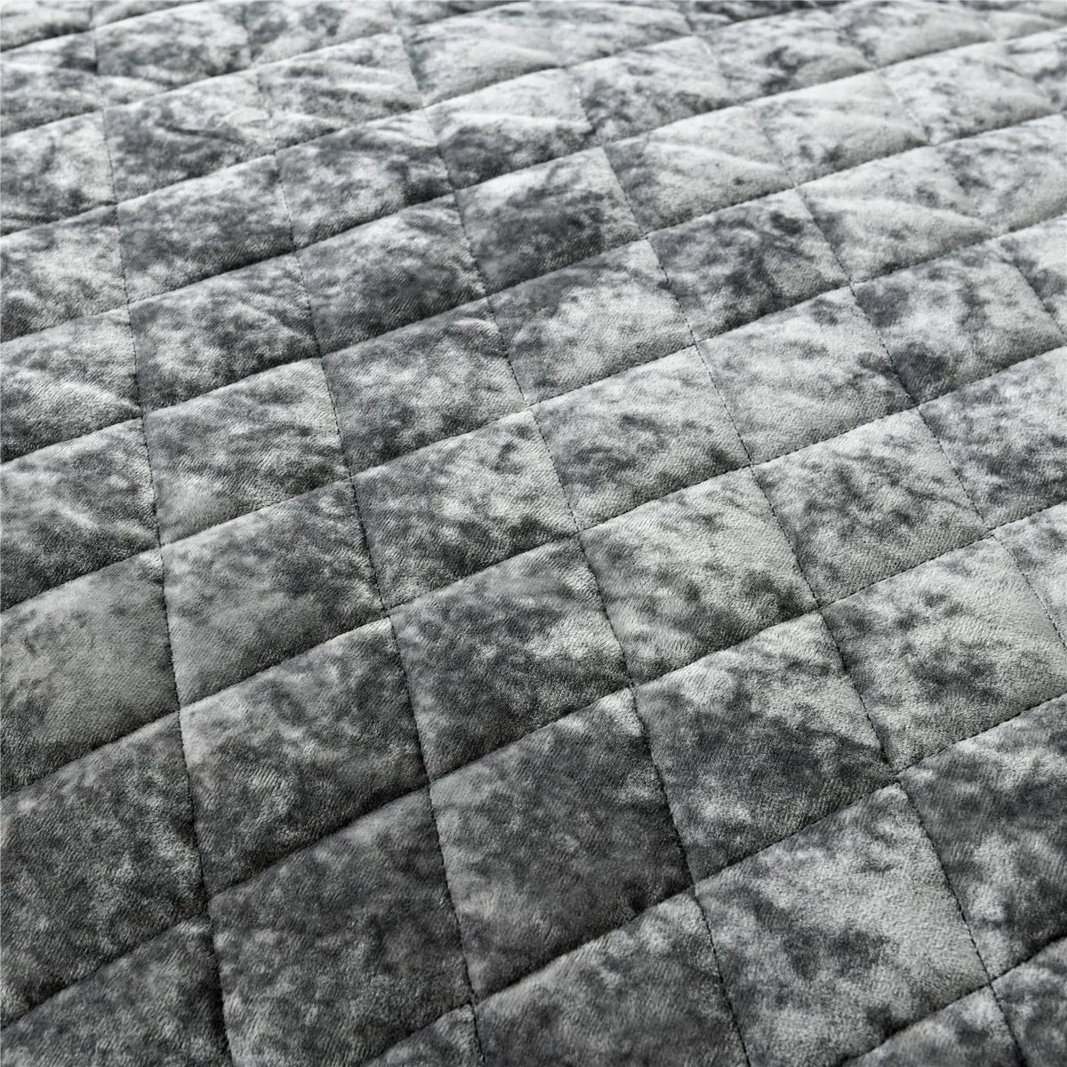 Fredsure Distressed Velvet Quilt Set, 3 Pieces Grey King | Luxurious & All-Season Comfort - view 5