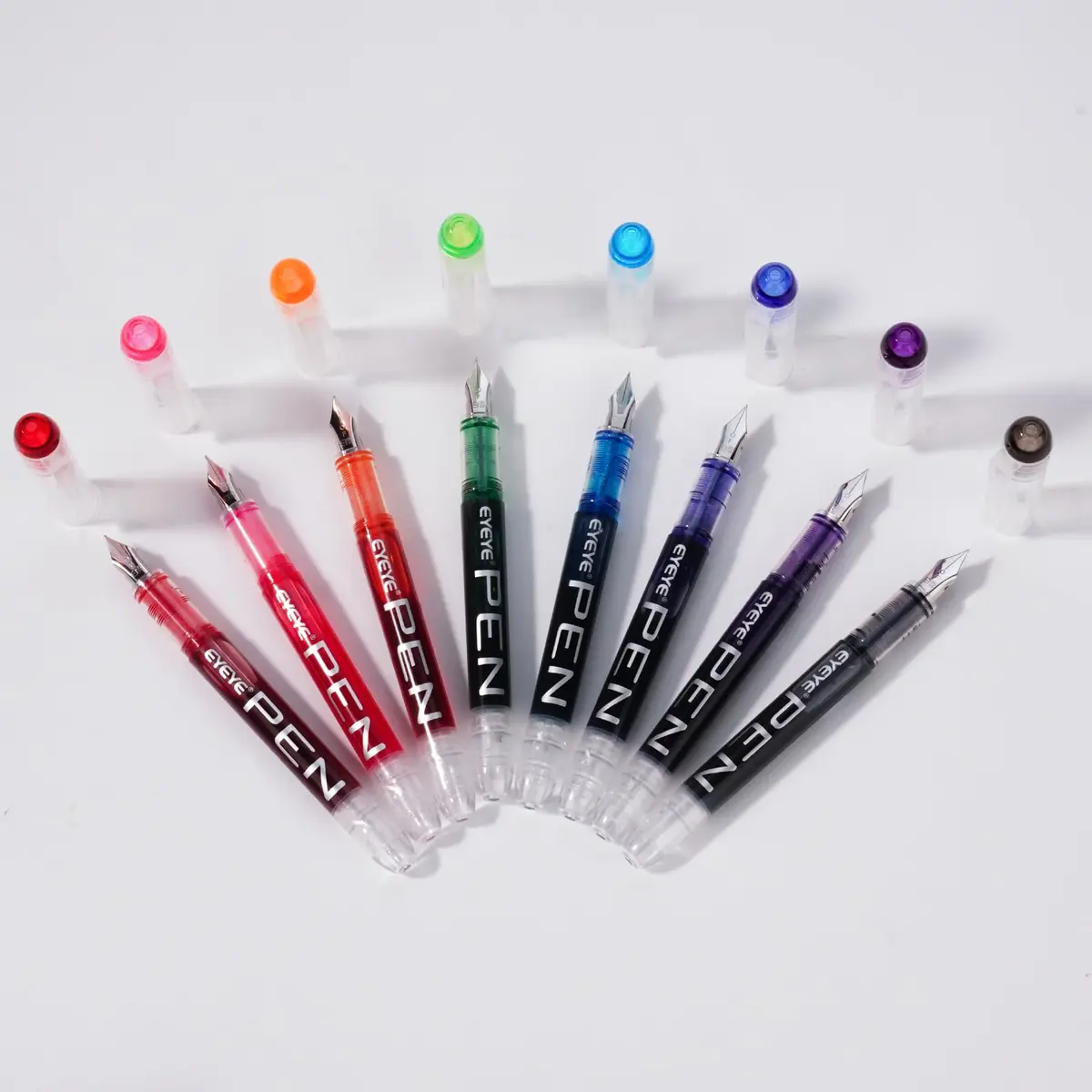EYEYE Fountain Pens for Writing, Fine Nib, Clear Barrel | Assorted Colors, 0.5mm, Disposable, Smooth Ink - view 6
