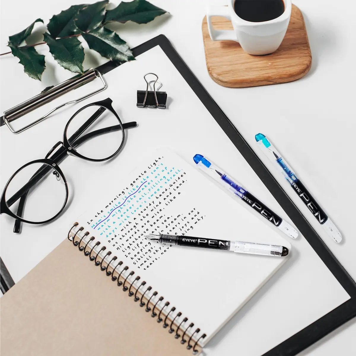 EYEYE Fountain Pens for Writing, Fine Nib, Clear Barrel | Assorted Colors, 0.5mm, Disposable, Smooth Ink - view 7