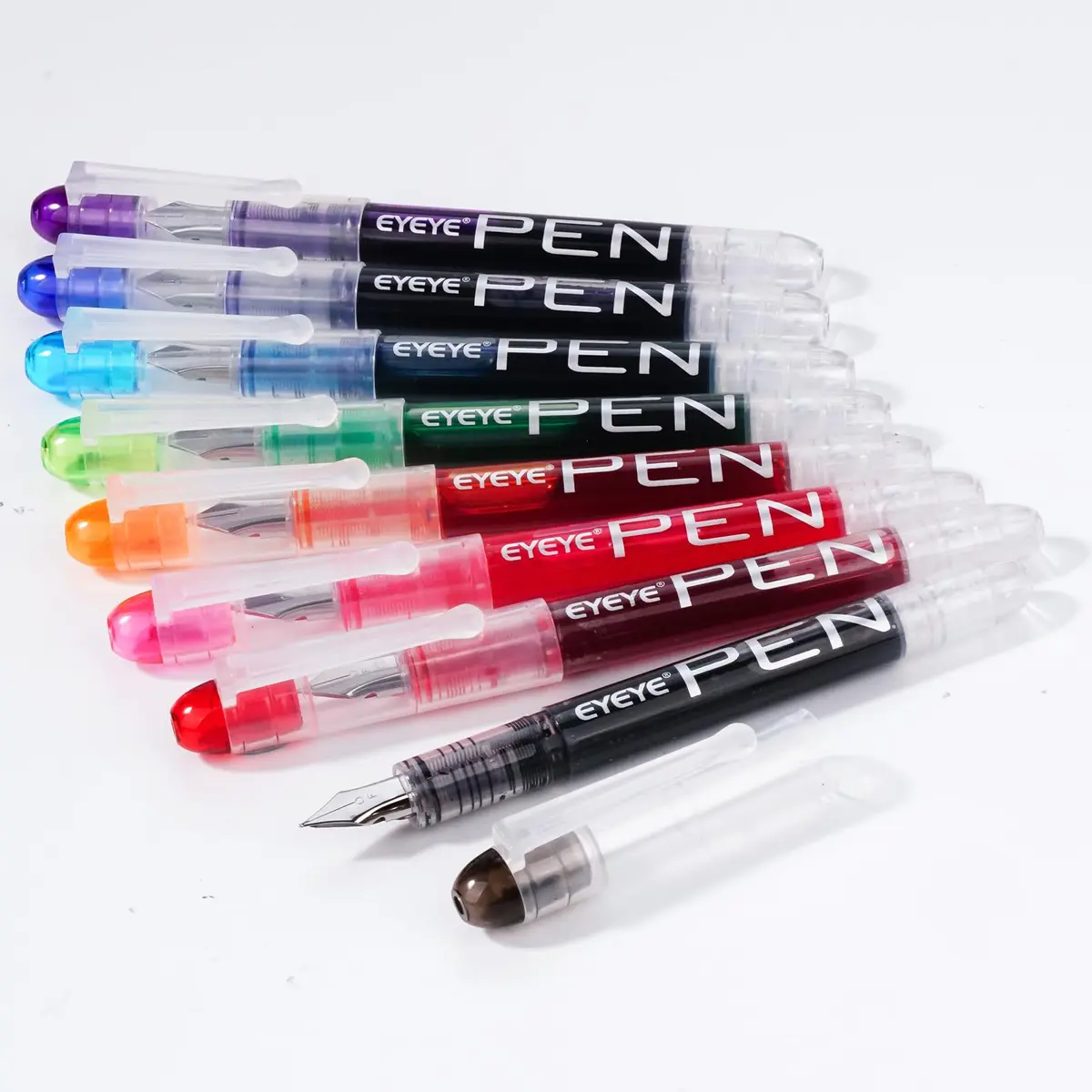 EYEYE Fountain Pens for Writing, Fine Nib, Clear Barrel | Assorted Colors, 0.5mm, Disposable, Smooth Ink - view 9