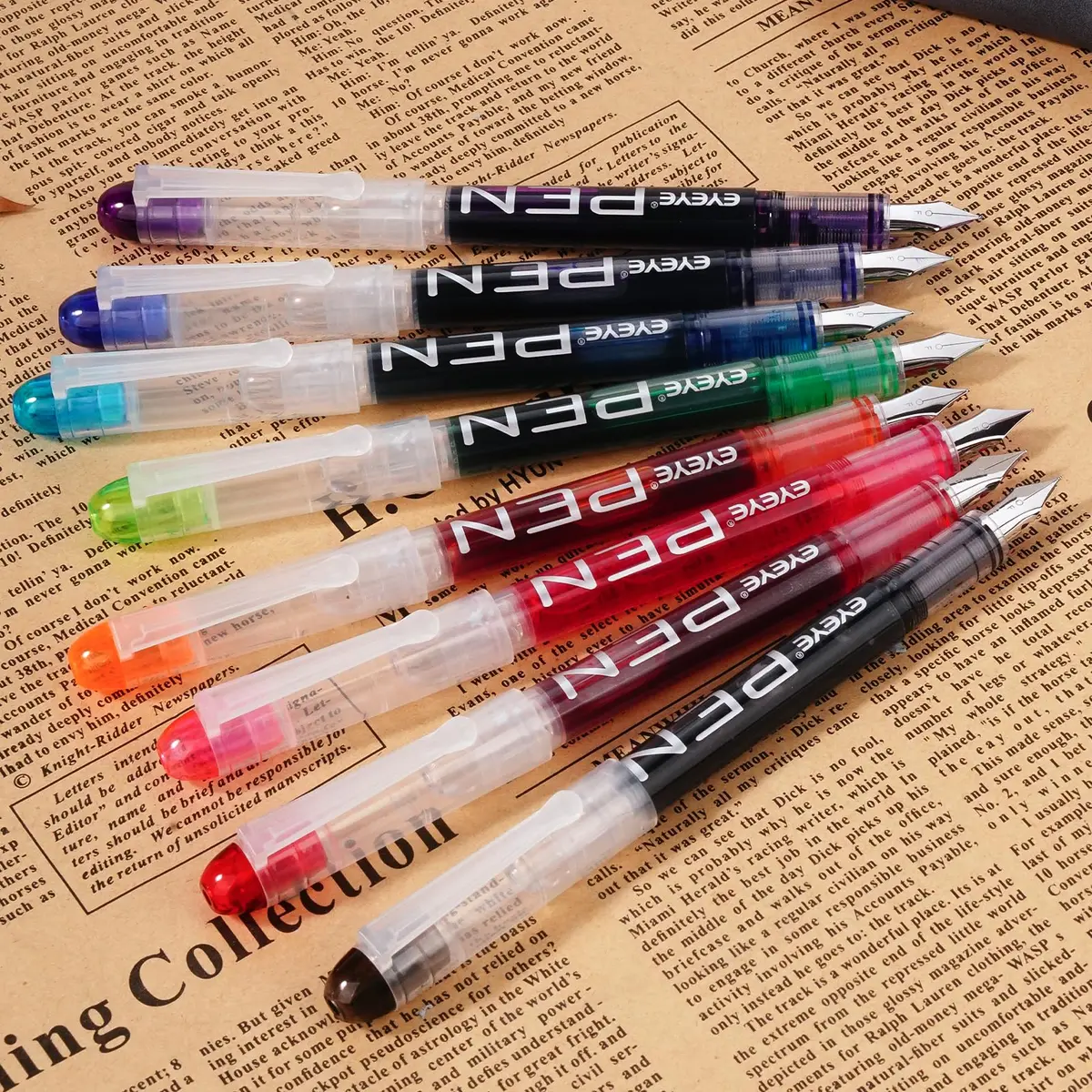 EYEYE Fountain Pens for Writing, Fine Nib, Clear Barrel | Assorted Colors, 0.5mm, Disposable, Smooth Ink - view 4