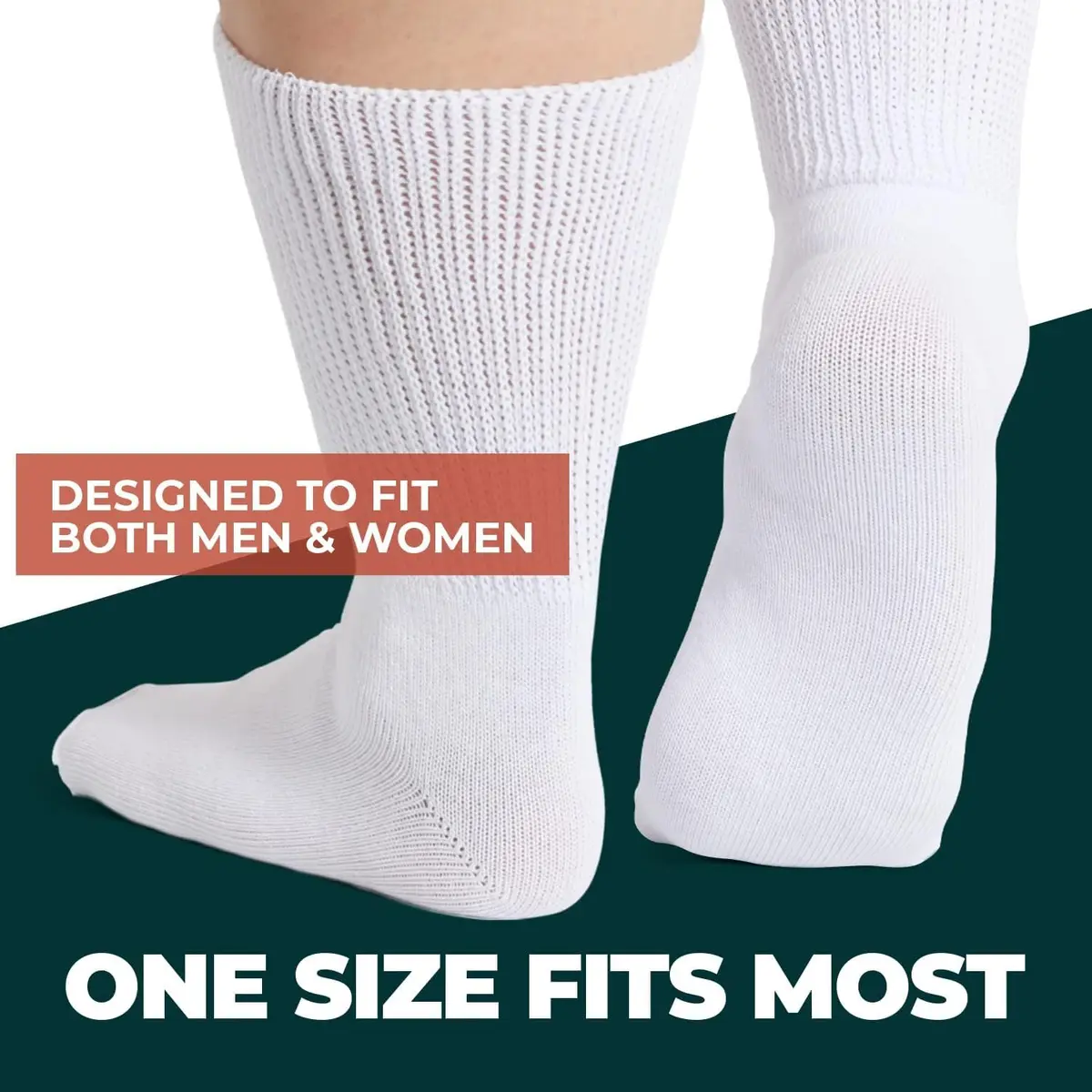 FORTIVO Extra Wide Socks for Swollen Feet | Diabetic Hospital Socks for Men & Women, Non Slip, 2 Pairs, 30" - view 5