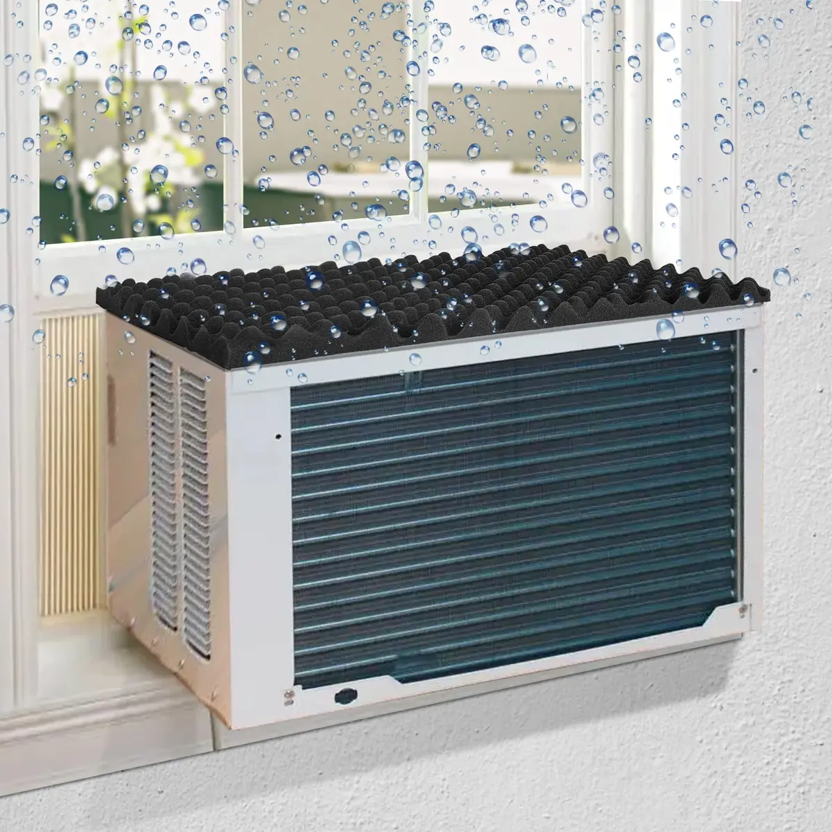 LFUTARI Magnetic Air Conditioner Drip Cushion, 23.6"x16.9" Window AC Rain Cover | Prevents Water Dripping Indoors - main product image