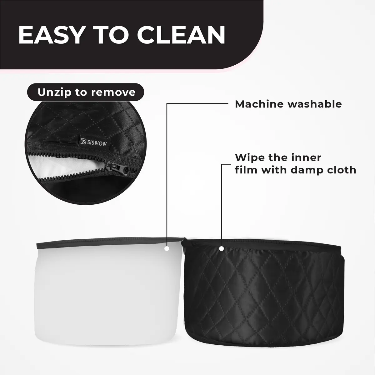 SISWOW Hair Steamer Thermal Heat Cap for Natural Hair | Deep Conditioning & Moisture (110V, 45W, Black) - view 5