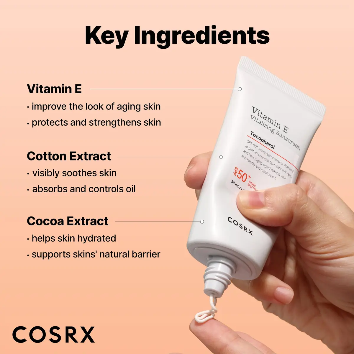 COSRX Vitamin E Sunscreen SPF 50 | Natural Glow, Oily Skin, 1.69 fl oz - view 4
