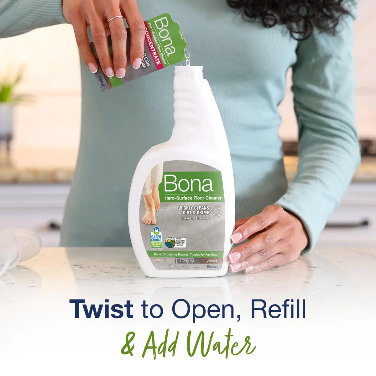 Bona Multi-Surface Floor Cleaner Concentrate 1 fl oz (29.57 ml) 4-Pack | pH Neutral Formula for Stone, Tile, Laminate, Vinyl Floors - view 3