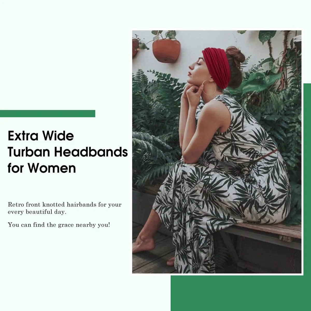Tobeffect 7'' Extra Wide Headbands for Women, Large Thick Turban Head Wrap, Non Slip Workout Hair Accessories, 6 Pack | Boho Style, Breathable Polyester - view 3