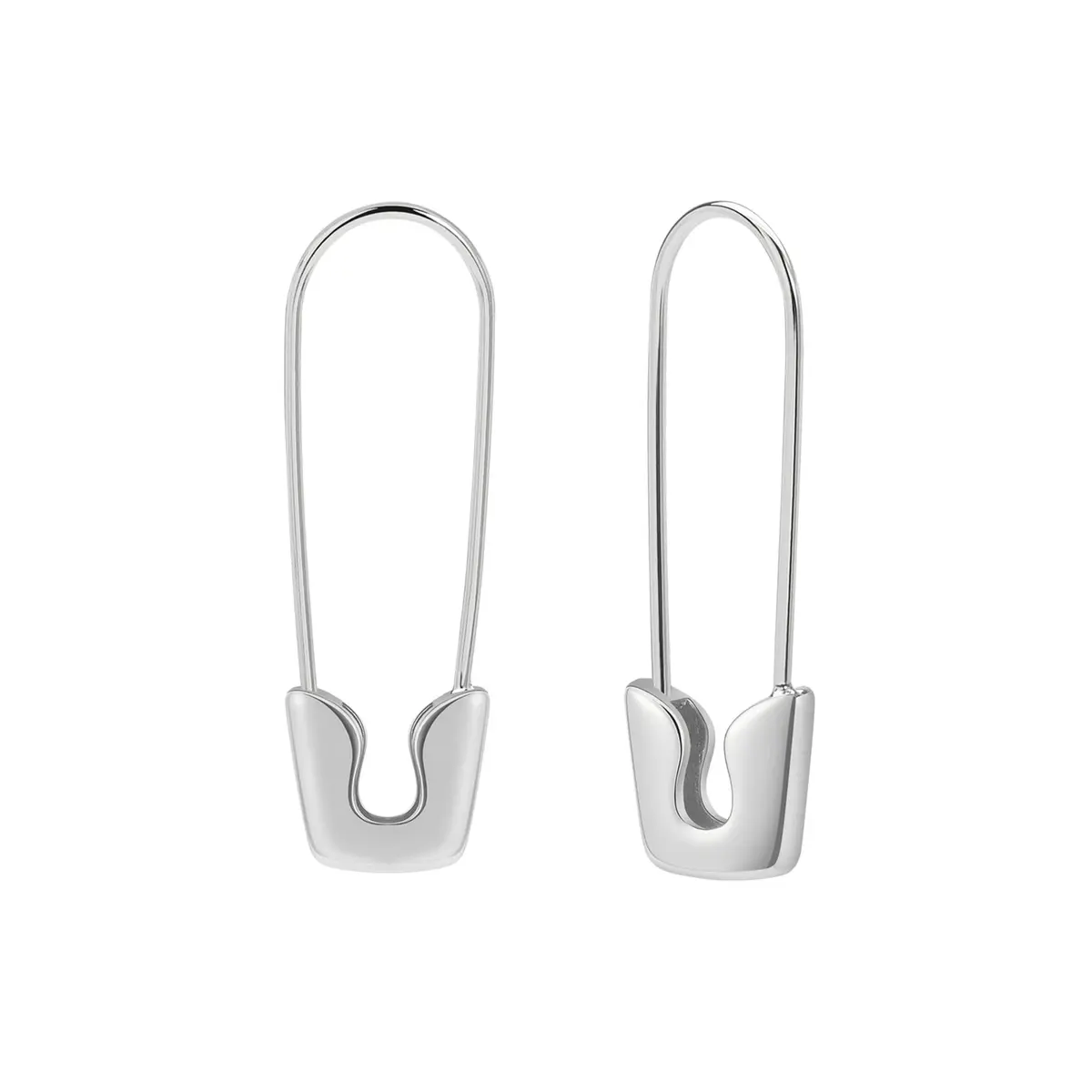 SANNYRA Silver Safety Pin Earrings for Women | Minimalist Dangle Hoop Paper Clip - main product image