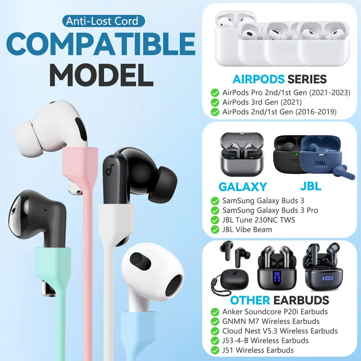 Mooyavia Ultra Strong Magnetic Anti-Lost Strap for AirPods Pro - 5 Color | Magnetic Silicone Neck Lanyard - view 2