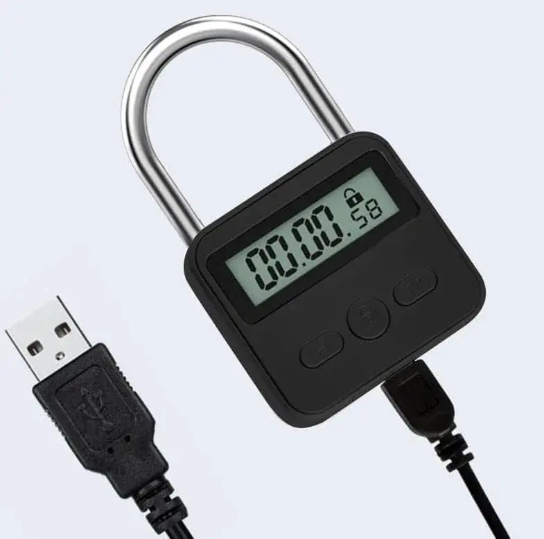 Enajucy Metal Timer Lock Black | Rechargeable Electronic Time Padlock with LCD Display - view 7