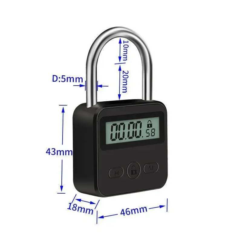 Enajucy Metal Timer Lock Black | Rechargeable Electronic Time Padlock with LCD Display - view 9