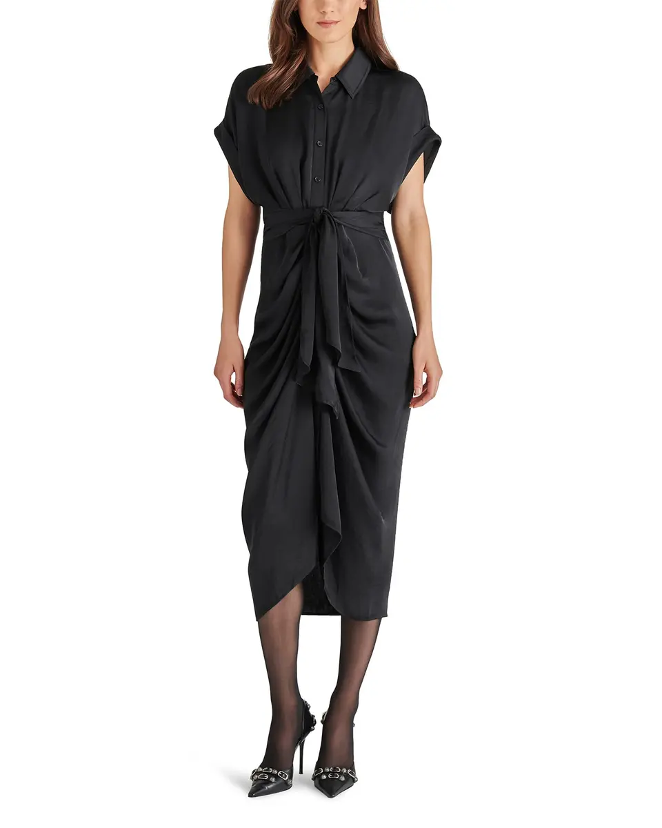 Steve Madden Tori Dress 2 | Flattering Satin Midi Dress with Tie Waist (70-120 chars) - main product image