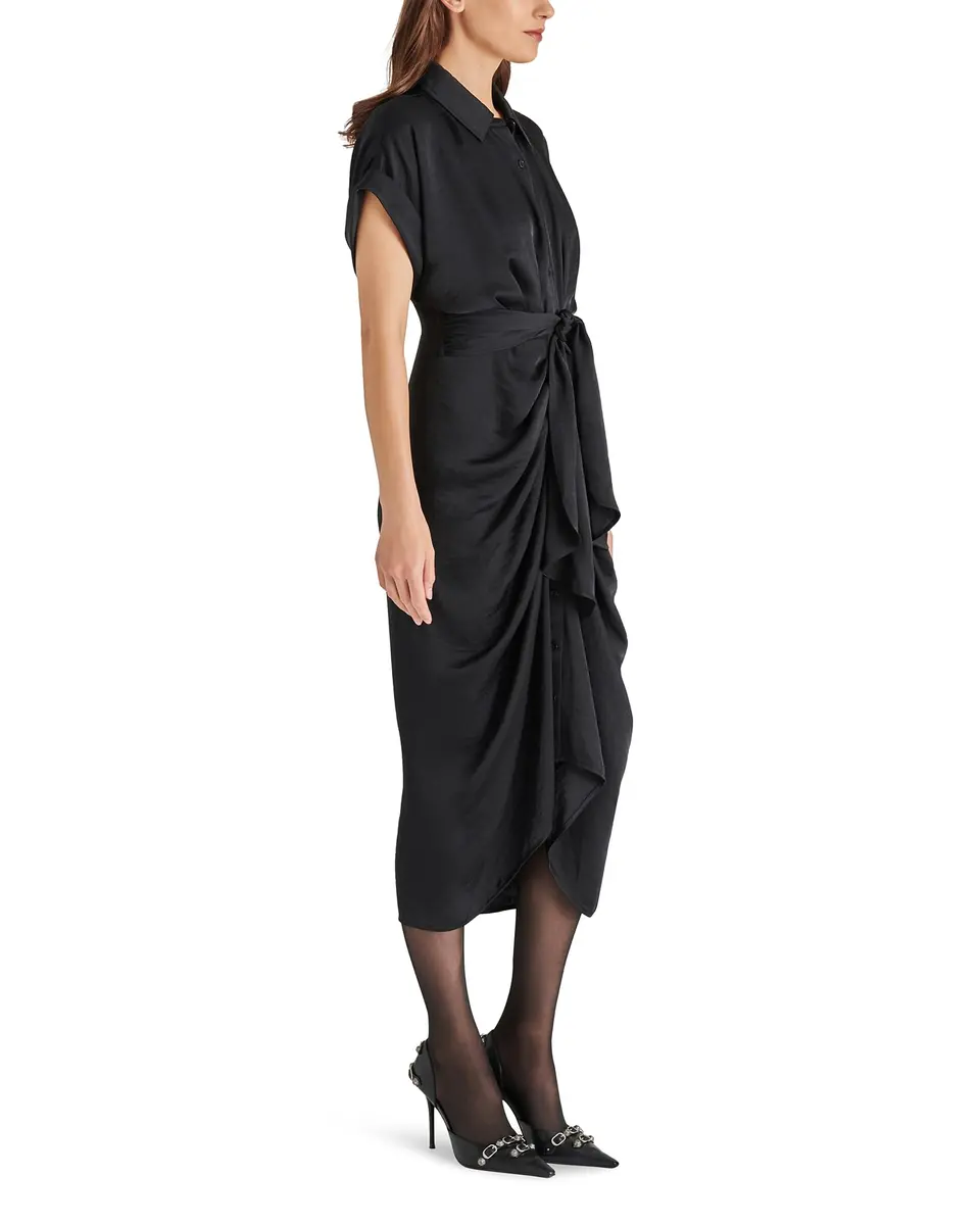 Steve Madden Tori Dress 2 | Flattering Satin Midi Dress with Tie Waist (70-120 chars) - view 2