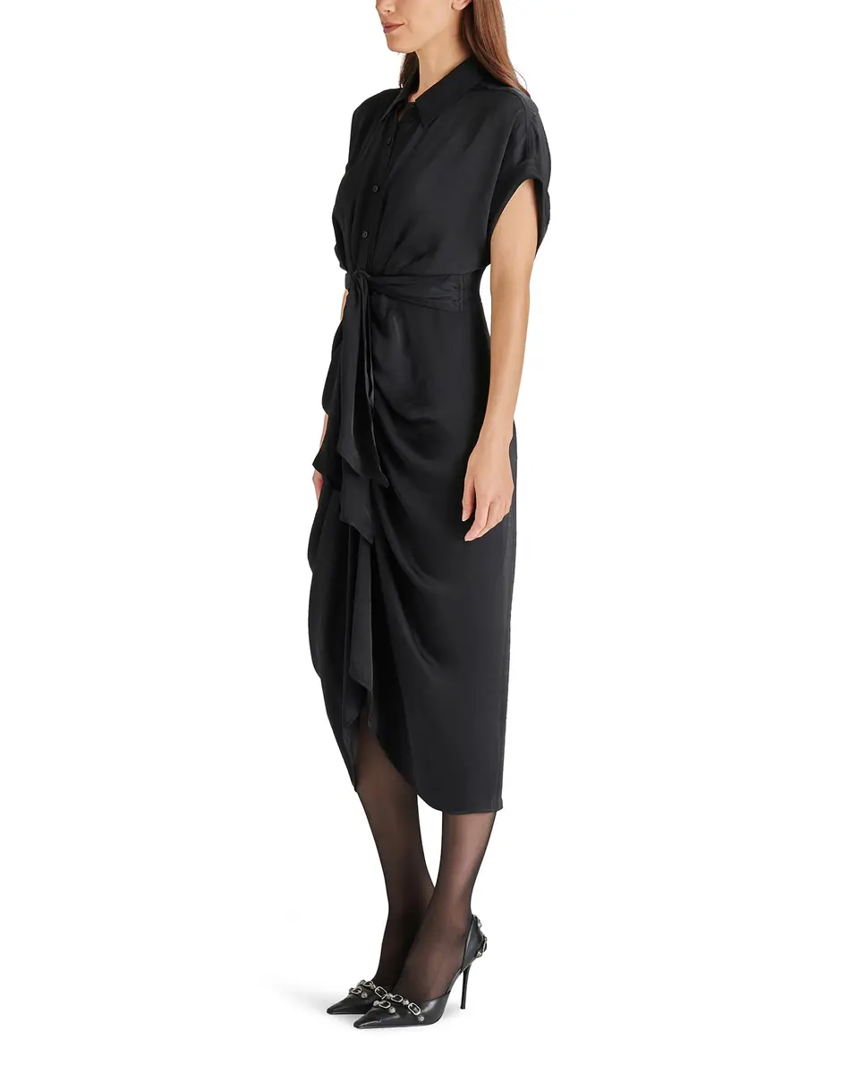 Steve Madden Tori Dress 2 | Flattering Satin Midi Dress with Tie Waist (70-120 chars) - view 3