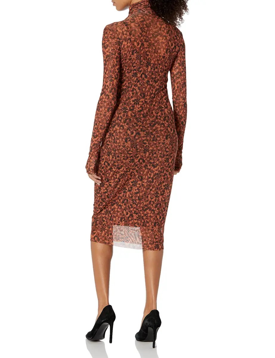 Steve Madden Apparel Women's Vivienne, Mocha Bisque, M | Psychedelic Dreams Mesh Midi Dress - view 2