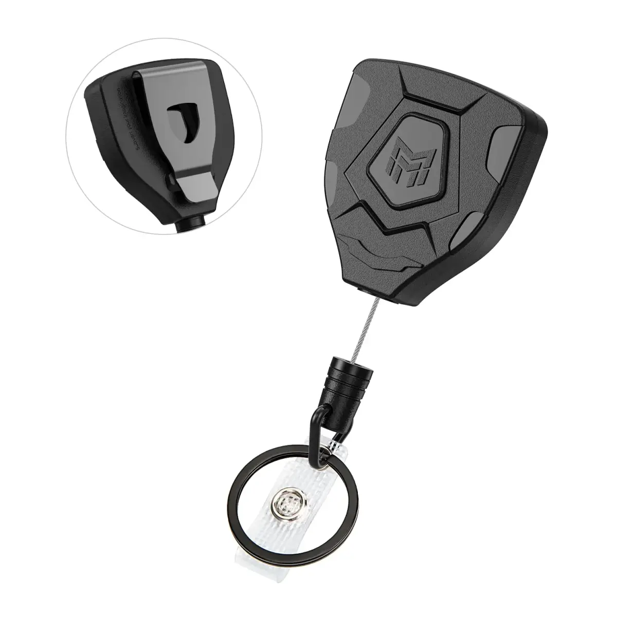 MNGARISTA Heavy Duty Retractable Badge Reel with Carabiner & Key Ring, 9cm (3.5") | Strong 8 oz Pull Force - main product image
