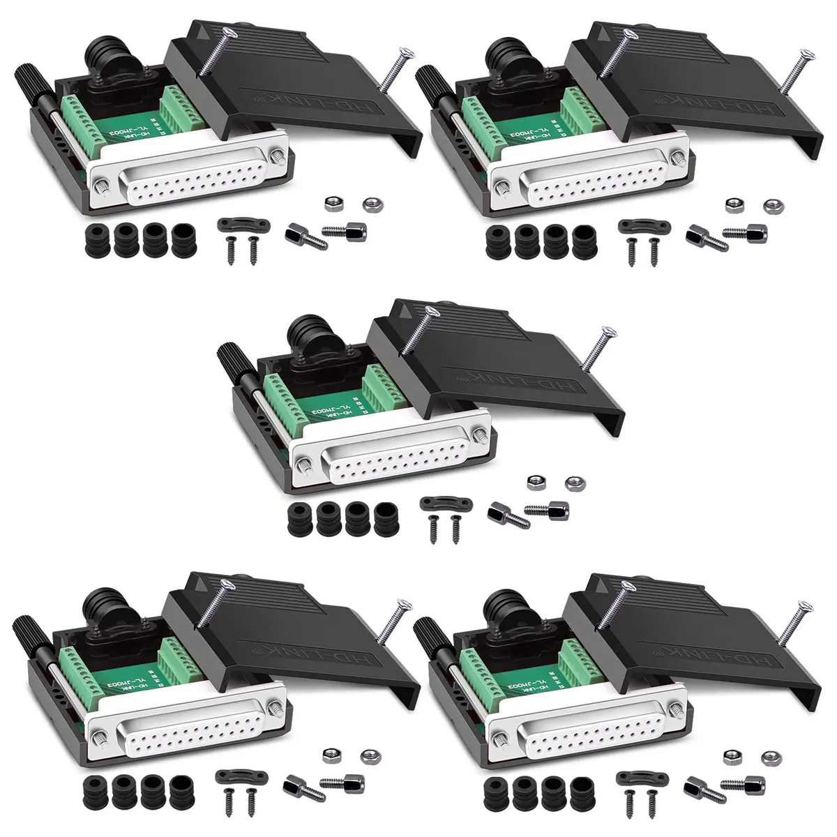 ANMBEST DB25 Solderless Terminal Adapter Female 5PCS | 3.81mm Pin Pitch, 16mm Thin Module - main product image