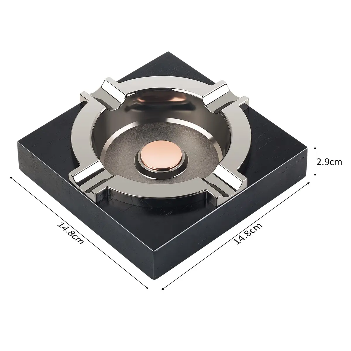 OILP Cigar Ashtray with Solid Wood Base & Metal Tray | Modern Black Design for Home/Office - view 4