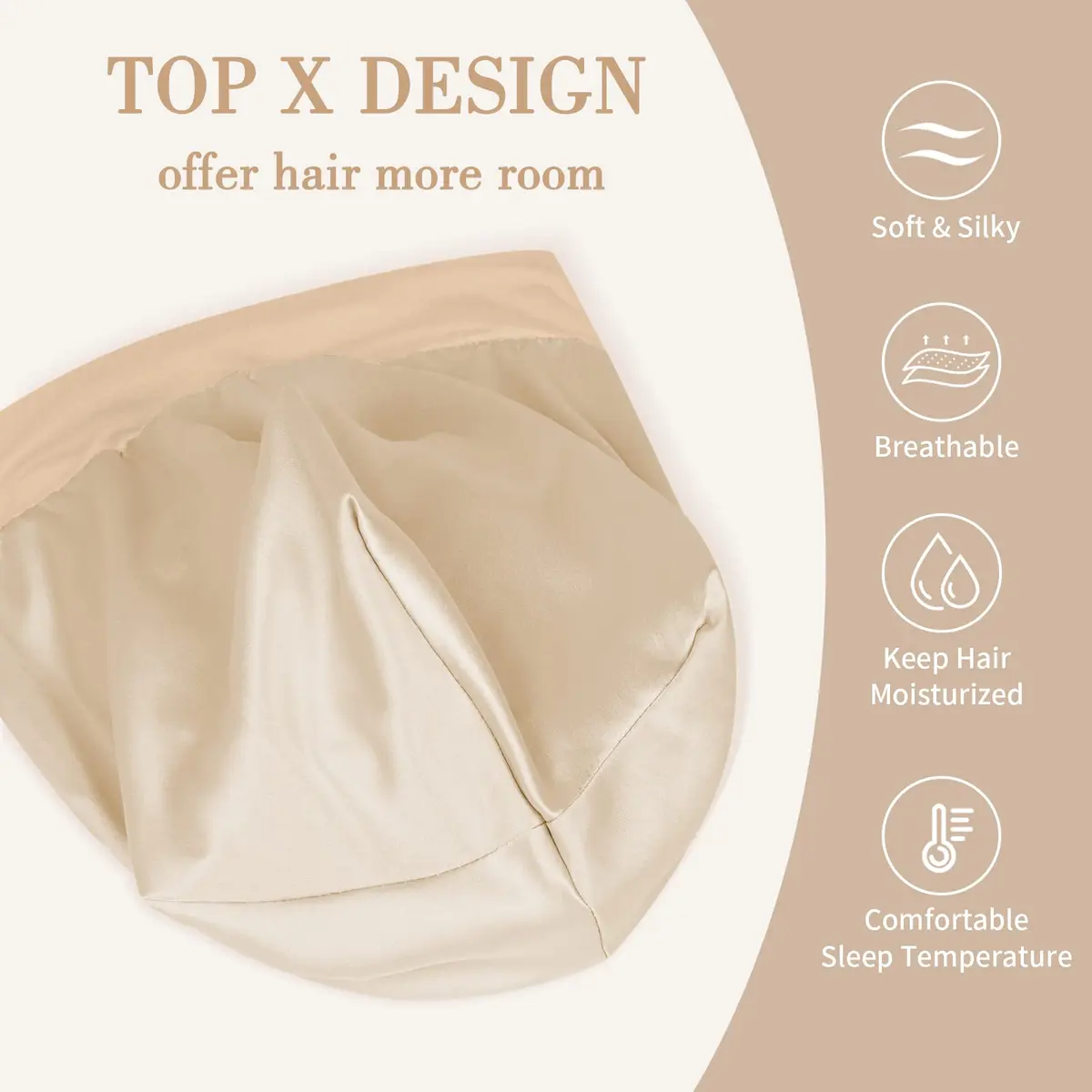 Fittia Satin Lined Sleep Bonnet, Adjustable Non-Slip Cap for Locs, Medium | Silky Satin, Adjustable Fit for All Hair Types - view 6
