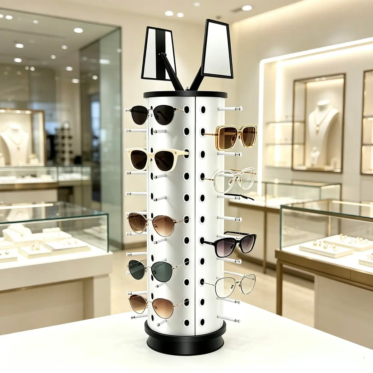 kunghei 360°Spinner Sunglasses Organizer Glasses Holder Display Rack | Rotating Eyewear Stand with Mirrors (38.99 USD) - view 8