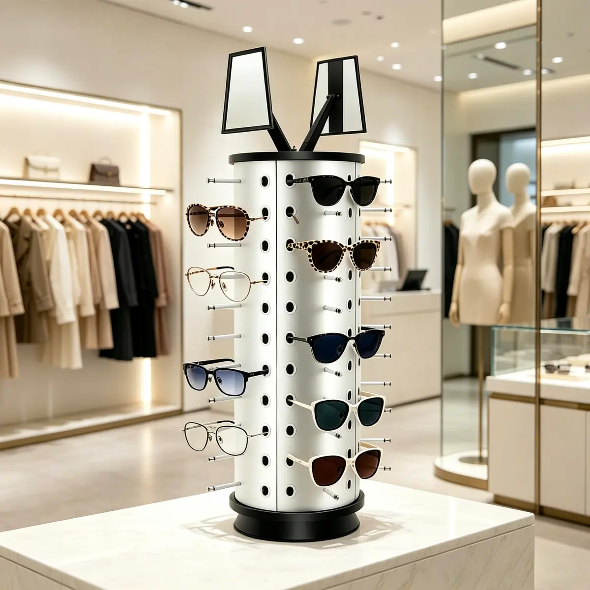 kunghei 360°Spinner Sunglasses Organizer Glasses Holder Display Rack | Rotating Eyewear Stand with Mirrors (38.99 USD) - view 2