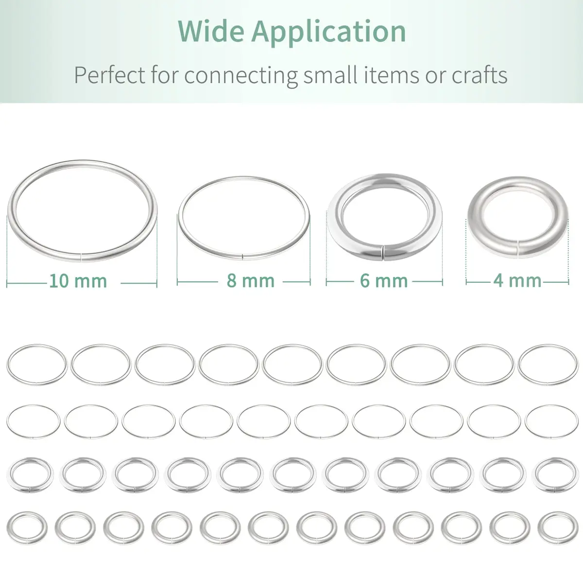 Uniclife Jewelry Findings 4 mm Silver Jump Rings | 1000 Pack for DIY Jewelry & Crafts - view 6