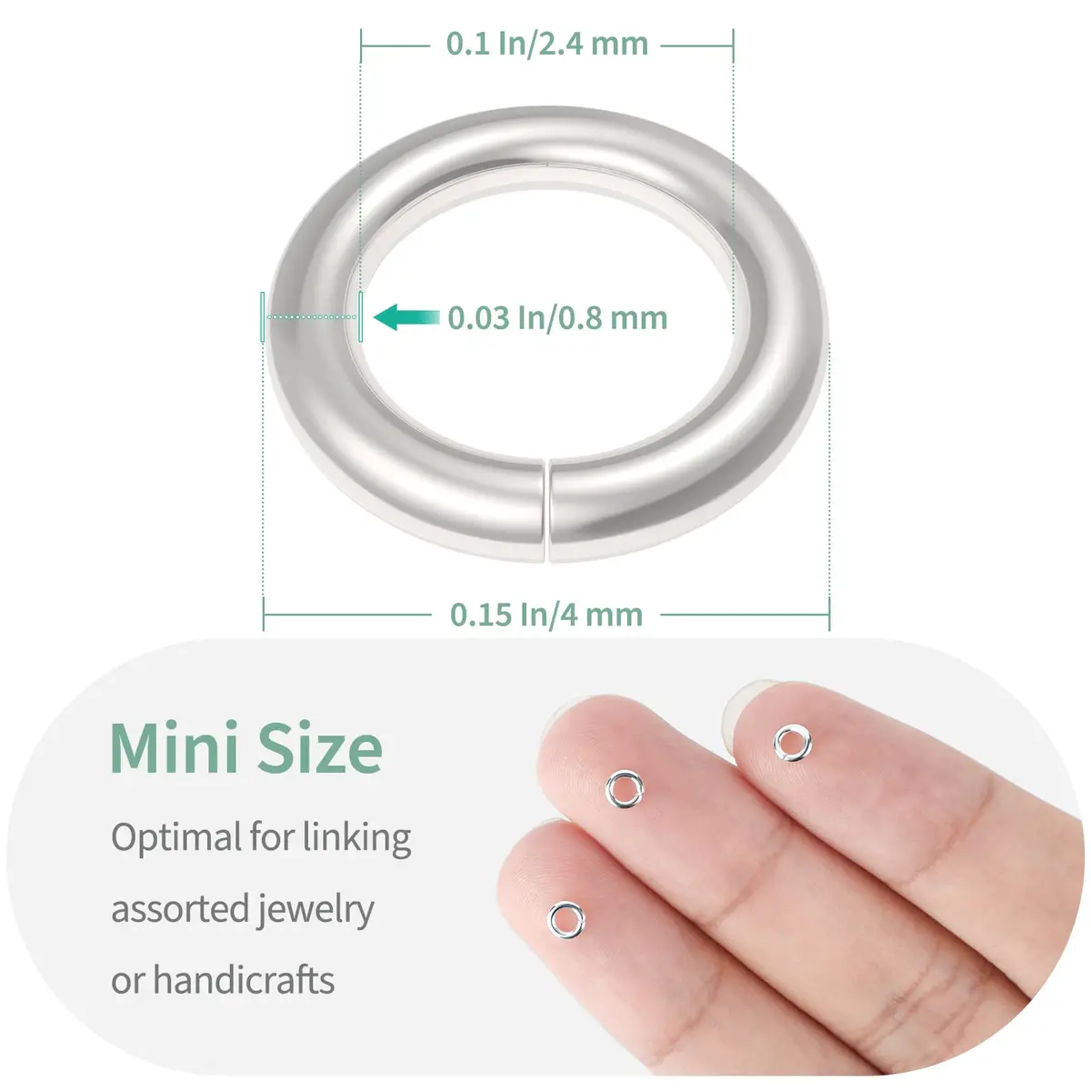 Uniclife Jewelry Findings 4 mm Silver Jump Rings | 1000 Pack for DIY Jewelry & Crafts - view 2