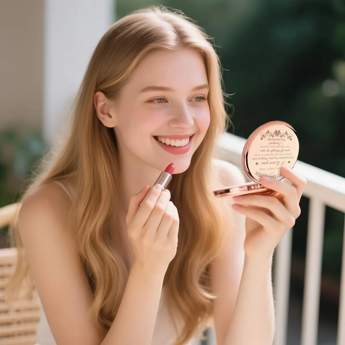 GAOLZIUY Rose Gold Daughter Compact Mirror | 7.49cm (2.95in) Diameter - view 2