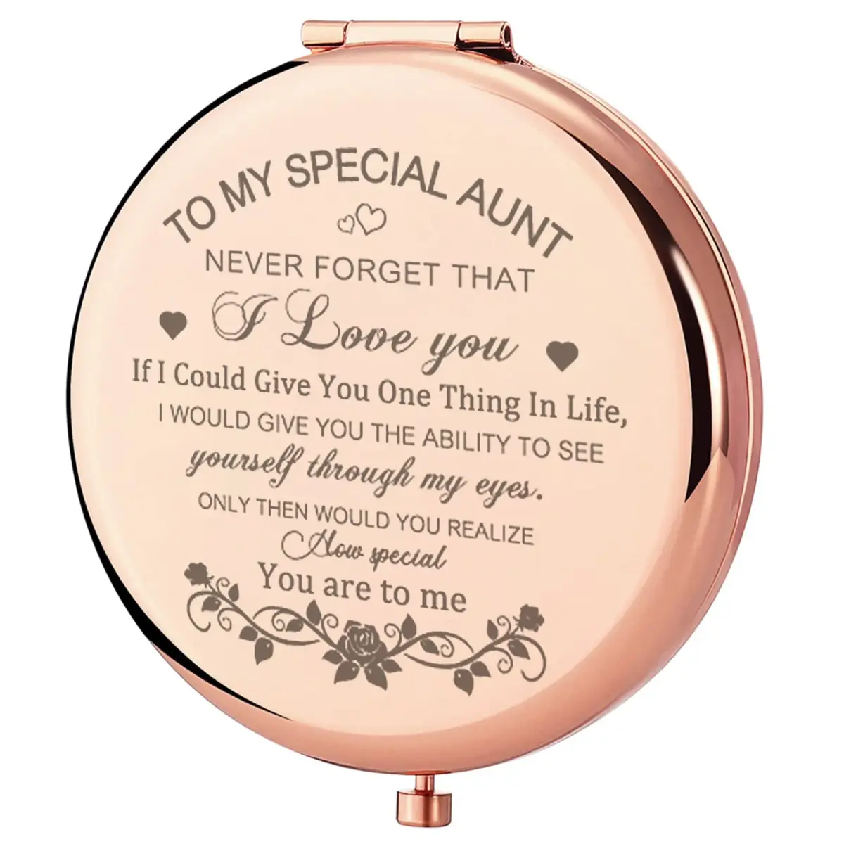 GAOLZIUY Rose Gold Compact Mirror with 2x Magnification | 7 cm (2.7"L x 2.3"W) Handheld Makeup Mirror - main product image