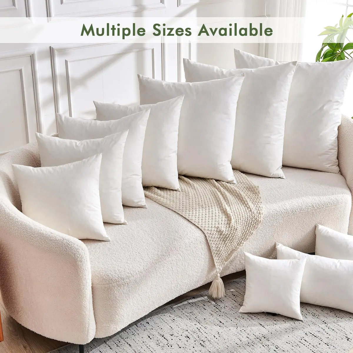 TOPGREEN Pillow Inserts 16x16 | Down & Feather Loft, Pack of 2, White - view 9