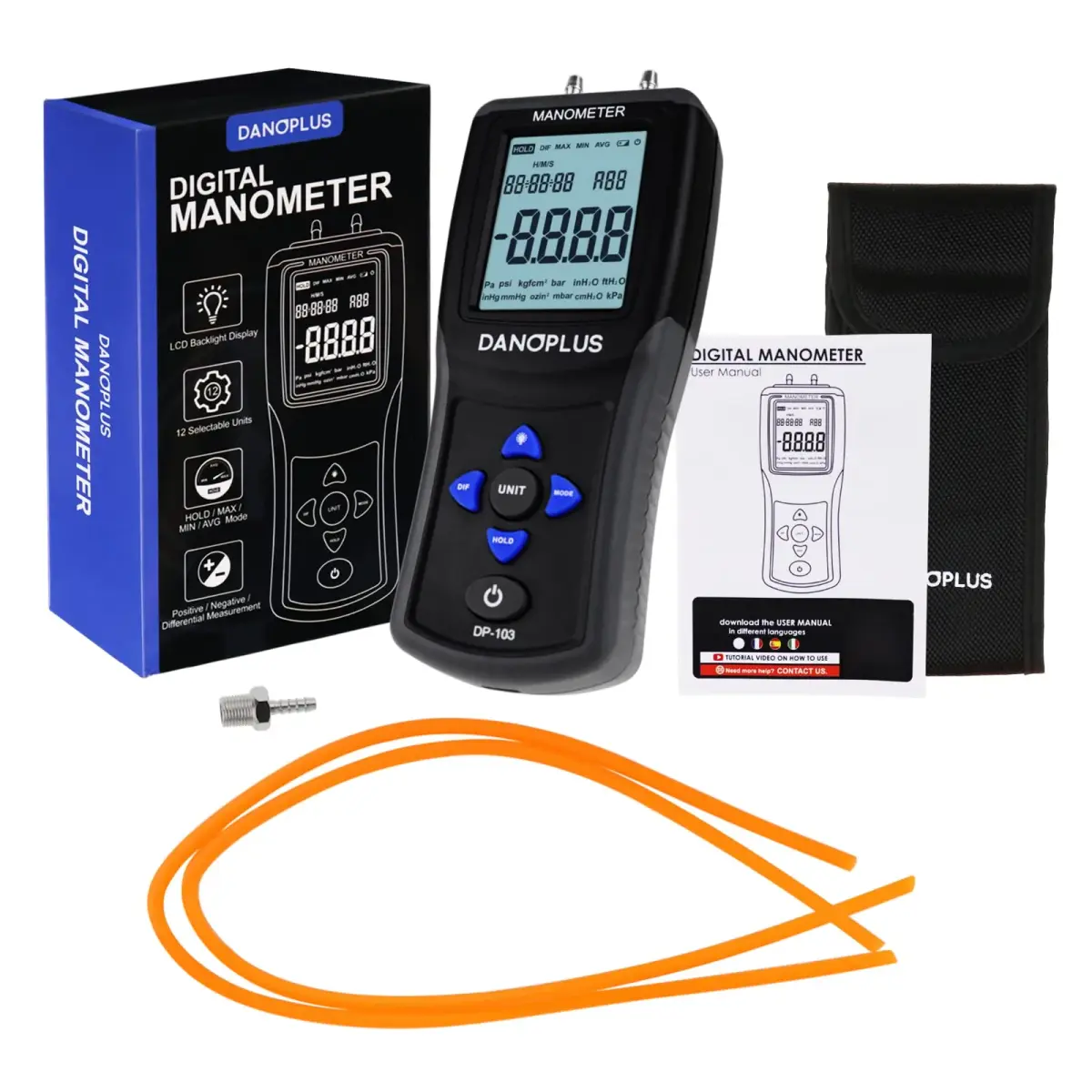 DANOPLUS Digital Manometer Gas Pressure Tester ±2.000psi | Accurate HVAC Air Pressure Meter with Data Record - view 9