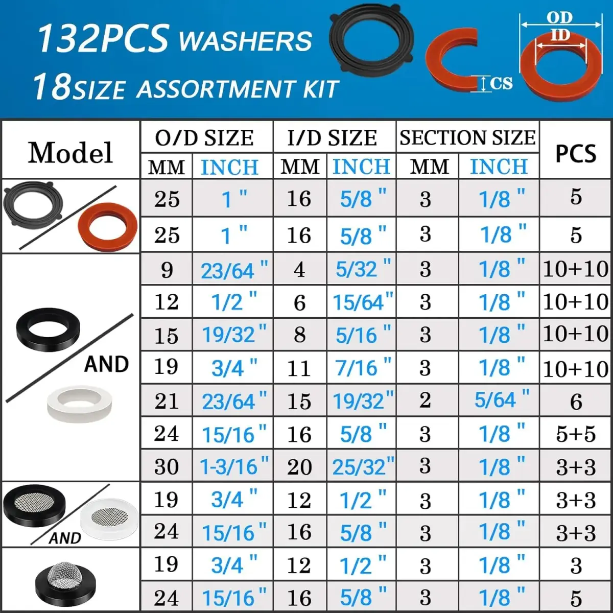 ZDBB 1000 Pcs O Ring & Washer Kit | Assorted Sizes for Plumbing & Appliances - view 3