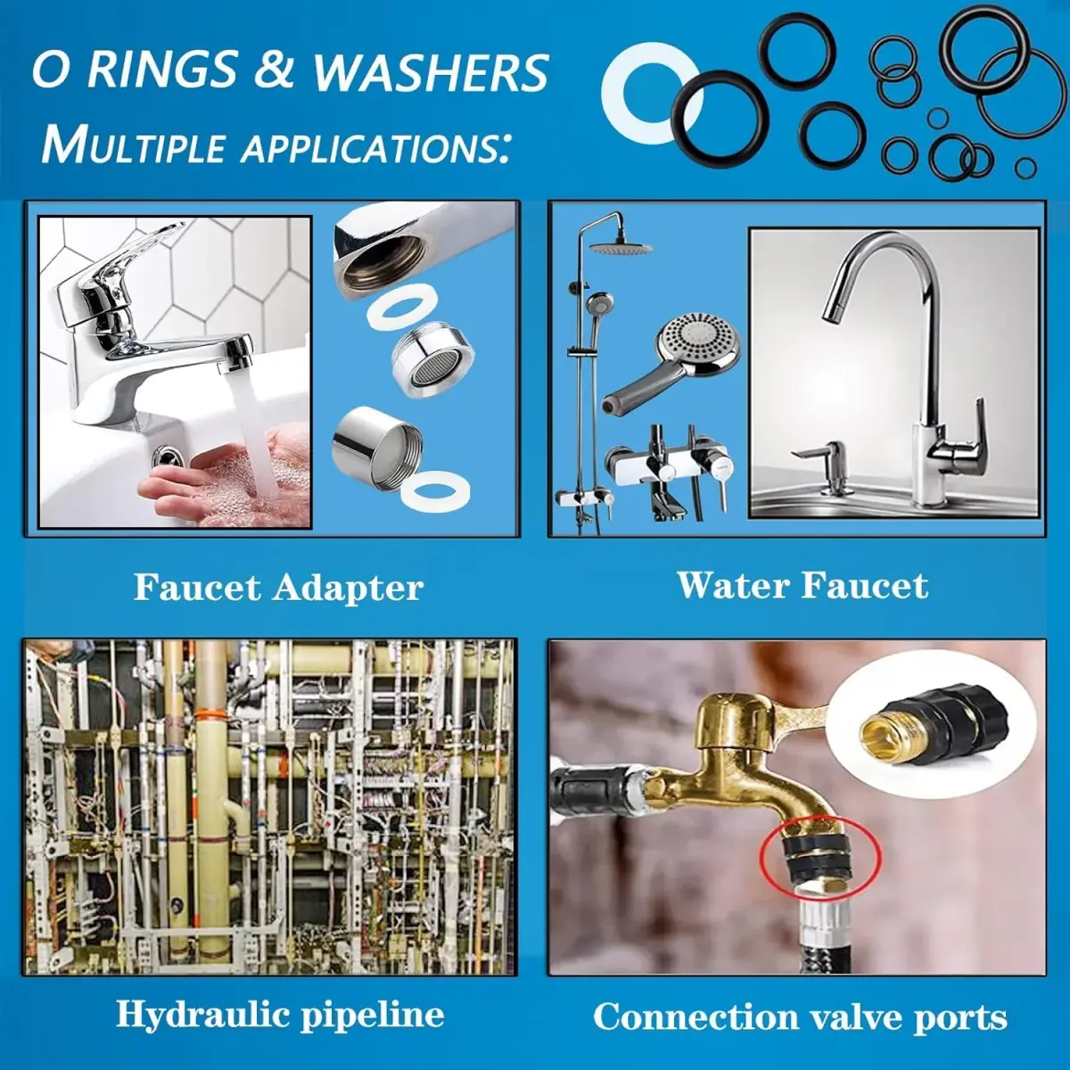 ZDBB 1000 Pcs O Ring & Washer Kit | Assorted Sizes for Plumbing & Appliances - view 4