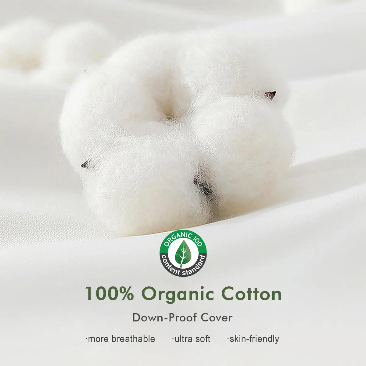 TOPGREEN Feather Down Throw Pillow Inserts 18 x 18 | Organic Cotton, Soft & Lofty (70-120 chars) - view 6