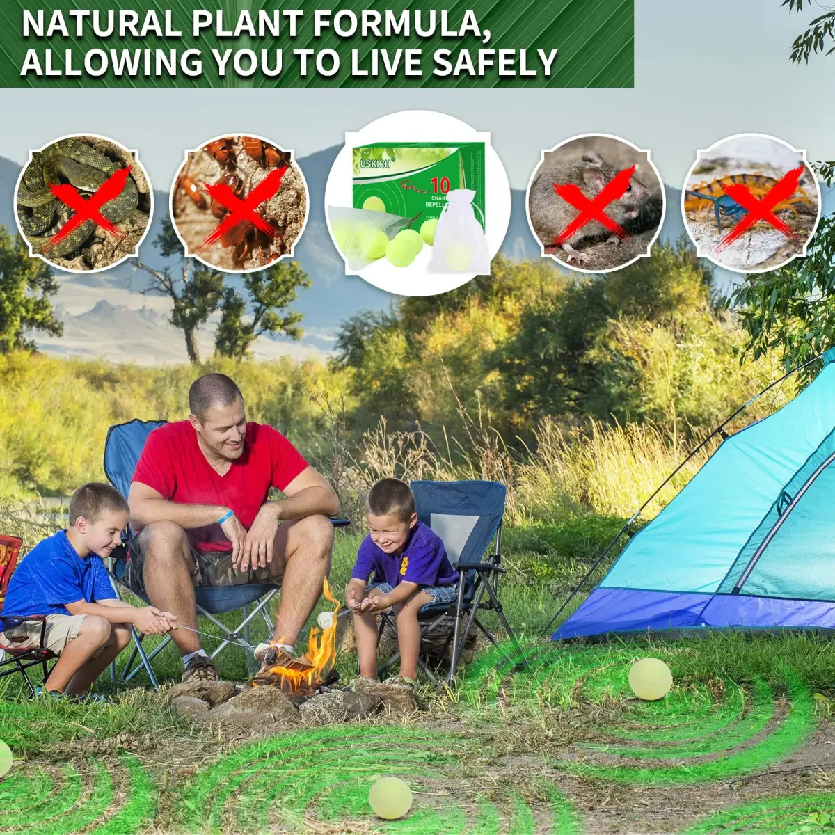 USKICH Natural Snake Repellent Balls 10 Pack | Repels Snakes, Rats & Pests Outdoors - view 6