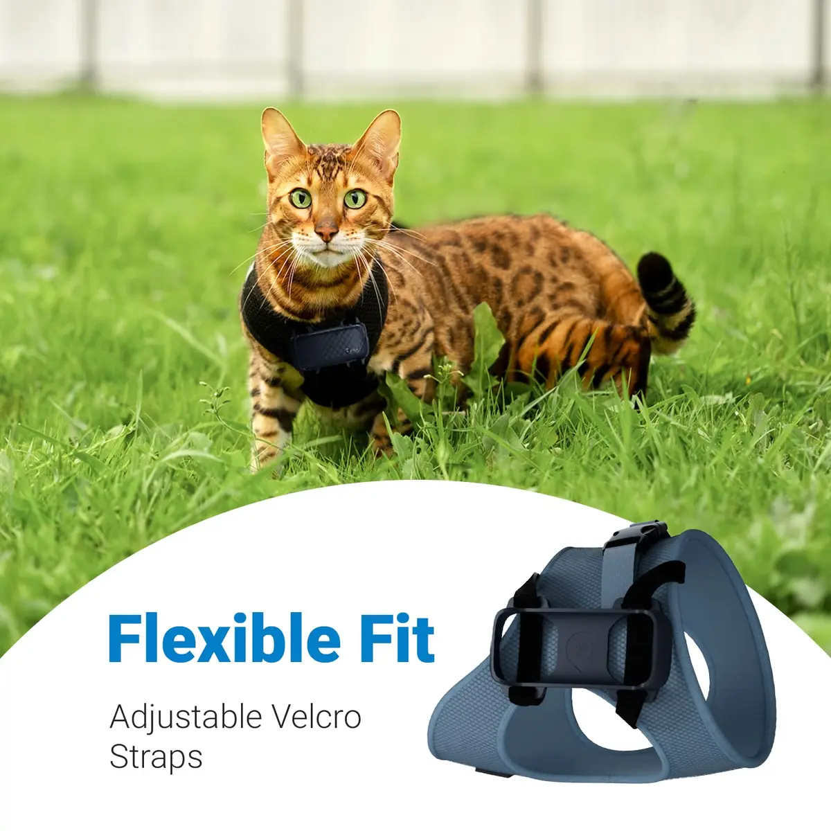 Tractive GPS Cat 4 Tracker Harness Attachment | Velcro Straps, Black, for Cat Walks - view 3